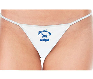 Slide Into My Cockpit - White String Thong
