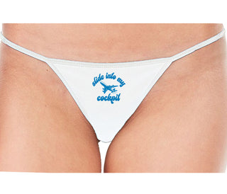 Slide Into My Cockpit - White String Thong