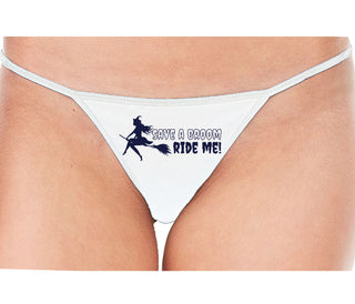Save A Broom - Ride Me - Witch - White String Thong