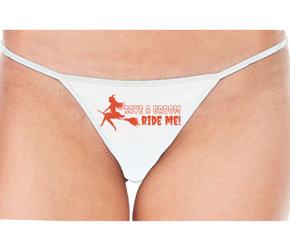 Save A Broom - Ride Me - Witch - White String Thong