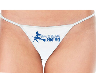 Save A Broom - Ride Me - Witch - White String Thong