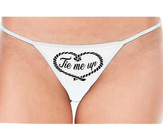 Tie Me Up - Cute Rope Design - White String Thong