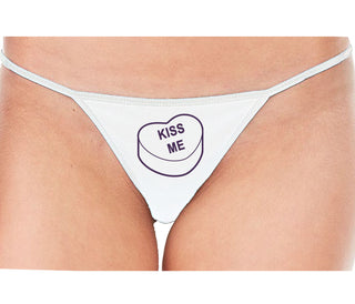 Valentines Day Candy - Kiss Me - White String Thong