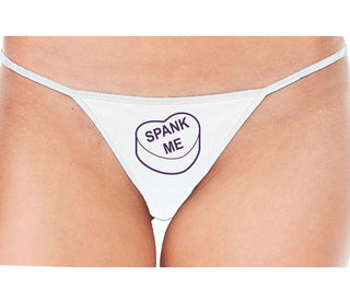 Valentines Day Candy - Spank Me - White String Thong