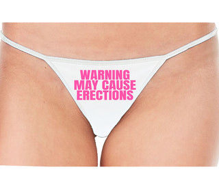 Warning May Cause Erections - White String Thong