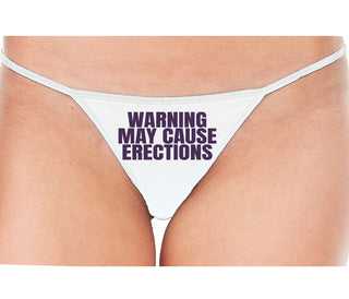 Warning May Cause Erections - White String Thong
