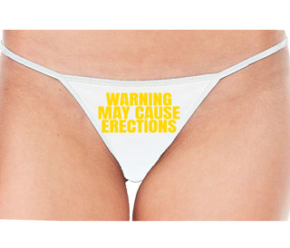 Warning May Cause Erections - White String Thong