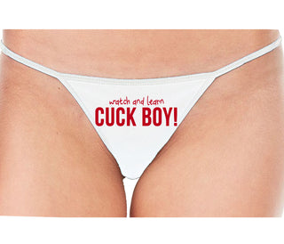 Watch And Learn Cuck Boy - White String Thong