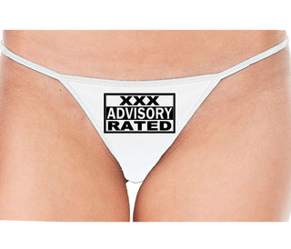 XXX Rated  Advisory Warning - White String Thong