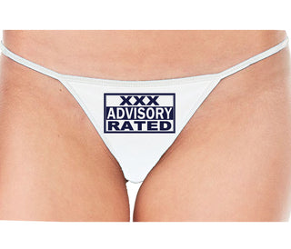 XXX Rated  Advisory Warning - White String Thong