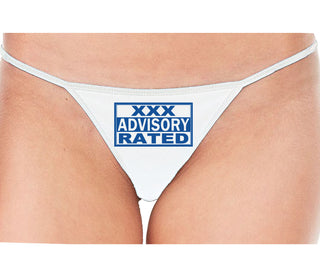 XXX Rated  Advisory Warning - White String Thong