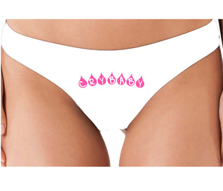 Crybaby Tear Design - White Thong