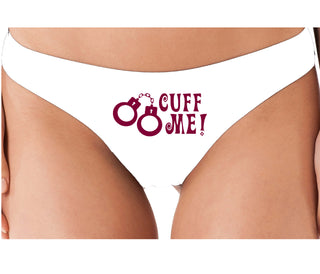 Cuff Me - Cute Handcuff Design - White Thong
