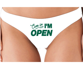 Cum In I'm Open - White Thong