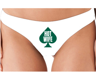 Hot Wife Spade Symbol - White Thong