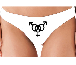 MMF Threesome - White Thong