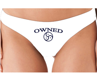 Owned With BDSM Symbol - White Thong