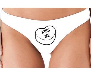 Valentines Day Candy - Kiss Me - White Thong