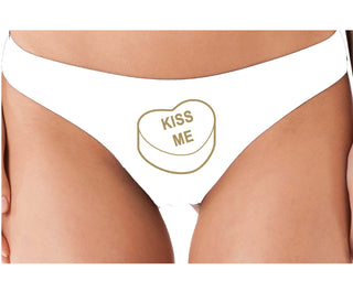 Valentines Day Candy - Kiss Me - White Thong