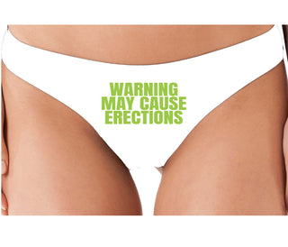 Warning May Cause Erections - White Thong