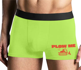 Plow Me - Funny Tractor Design - Yellow Boxer Brief