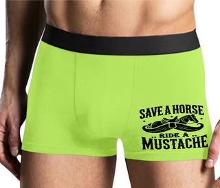 Save A Horse Ride A Mustache - Yellow Boxer Brief