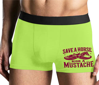Save A Horse Ride A Mustache - Yellow Boxer Brief
