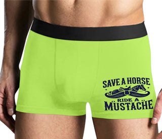 Save A Horse Ride A Mustache - Yellow Boxer Brief