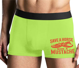 Save A Horse Ride A Mustache - Yellow Boxer Brief