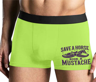 Save A Horse Ride A Mustache - Yellow Boxer Brief