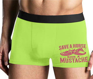 Save A Horse Ride A Mustache - Yellow Boxer Brief