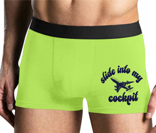 Slide Into My Cockpit - Yellow Boxer Brief