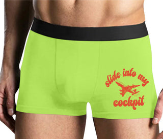 Slide Into My Cockpit - Yellow Boxer Brief