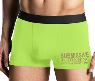 Submissive In Training How May I Serve You - Yellow Boxer Brief