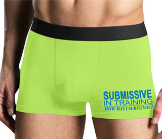 Submissive In Training How May I Serve You - Yellow Boxer Brief