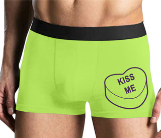Valentines Day Candy - Kiss Me - Yellow Boxer Brief