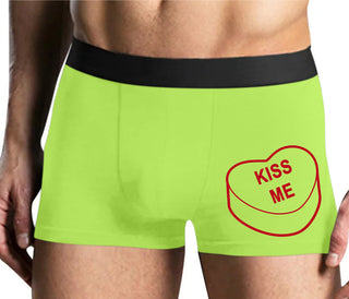 Valentines Day Candy - Kiss Me - Yellow Boxer Brief