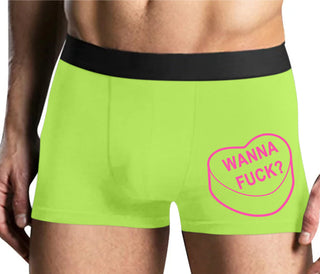 Valentines Day Candy - Wanna Fuck - Yellow Boxer Brief
