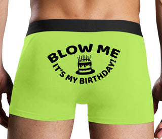 Blow Me Its My Birthday - Neon Yellow Boxer Brief