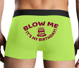 Blow Me Its My Birthday - Neon Yellow Boxer Brief