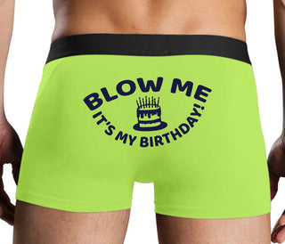 Blow Me Its My Birthday - Neon Yellow Boxer Brief