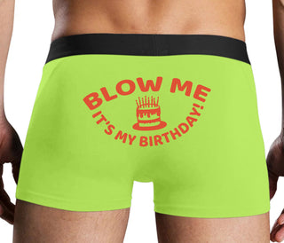 Blow Me Its My Birthday - Neon Yellow Boxer Brief