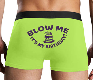 Blow Me Its My Birthday - Neon Yellow Boxer Brief
