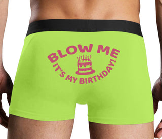 Blow Me Its My Birthday - Neon Yellow Boxer Brief