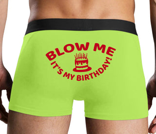 Blow Me Its My Birthday - Neon Yellow Boxer Brief
