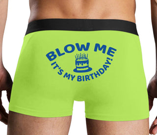 Blow Me Its My Birthday - Neon Yellow Boxer Brief