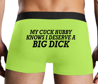 My Cuck Husband Knows I Deserve A Big Dick - Neon Yellow Boxer Brief