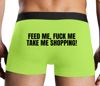 Feed Me Fuck Me Take Me Shopping - Neon Yellow Boxer Brief
