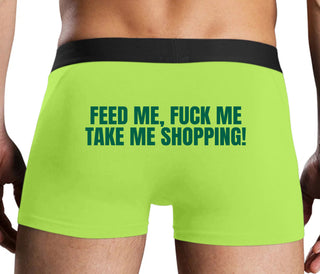 Feed Me Fuck Me Take Me Shopping - Neon Yellow Boxer Brief