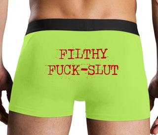 Filthy Fuck Slut - Neon Yellow Boxer Brief